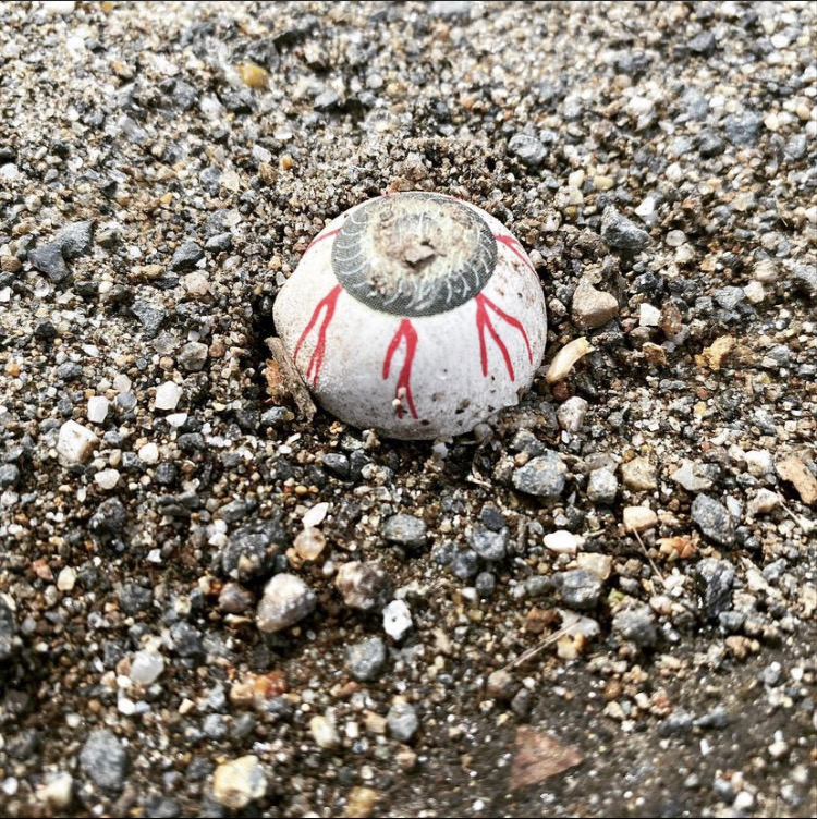 Toy eyeball in the gravel